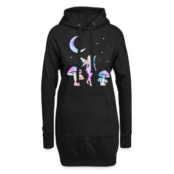 Fée Magique Elfe Conte de Fées Dames Fille Cadeau - Sweat-shirt à capuche long Femme - noir - Devant