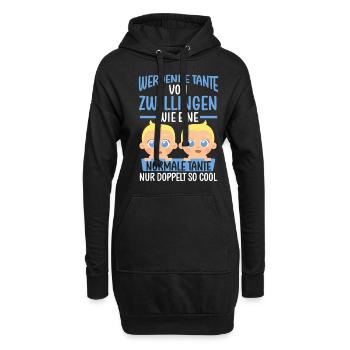 Werdende Tante von Zwillingen - Hoodie-Kleid - Schwarz - Vorne