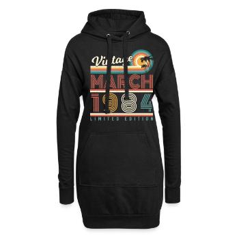Né en mars 1984 Vintage - Sweat-shirt à capuche long Femme - noir - Devant