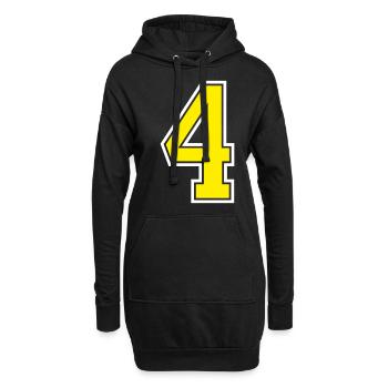 Numéro 4 Design jaune - Sweat-shirt à capuche long Femme - noir - Devant
