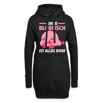Blobfisch - Hoodie-Kleid - Schwarz - Vorne