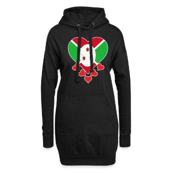 Burundi Love heart flag pour la fierté burundaise - Sweat-shirt à capuche long Femme - noir - Devant