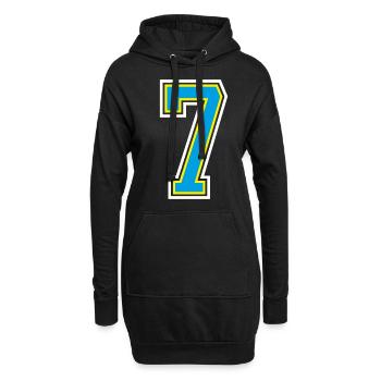 Nummer Zahl 7 In Blau - Hoodie-Kleid - Schwarz - Vorne