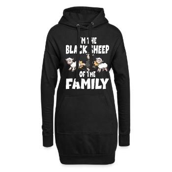 Ich bin das schwarze Schaf der Familie - Hoodie-Kleid - Schwarz - Vorne