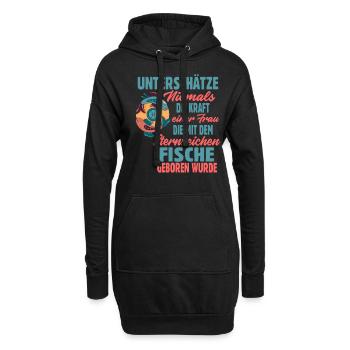 Sternzeichen Fische - Hoodie-Kleid - Schwarz - Vorne