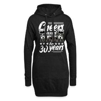 30e anniversaire - Sweat-shirt à capuche long Femme - noir - Devant