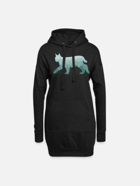 Luchs Rotluchs Wald Natur Landschaft Geschenk - Hoodie-Kleid - Schwarz