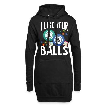 J’aime tes balles drôles de chance - Sweat-shirt à capuche long Femme - noir - Devant