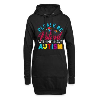 Autisme - Sweat-shirt à capuche long Femme - noir - Devant