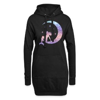 Sirène Femmes Fille Cadeau Sirène Paillettes - Sweat-shirt à capuche long Femme - noir - Devant