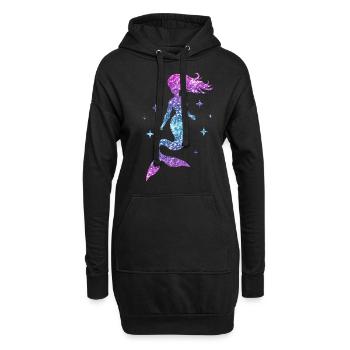 Sirène Femmes Fille Cadeau Sirène Paillettes - Sweat-shirt à capuche long Femme - noir - Devant