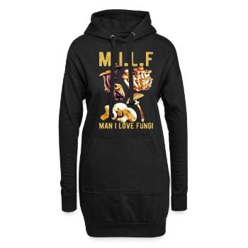 Man I Love Fungi Pilzsammler Pilze Pilzzüchter - Hoodie-Kleid - Schwarz - Vorne