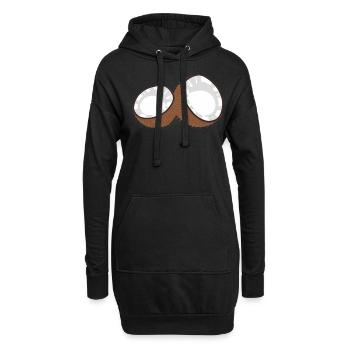 Kokosnuss offen Kokos Kokosnüsse Coconut - Hoodie-Kleid - Schwarz - Vorne