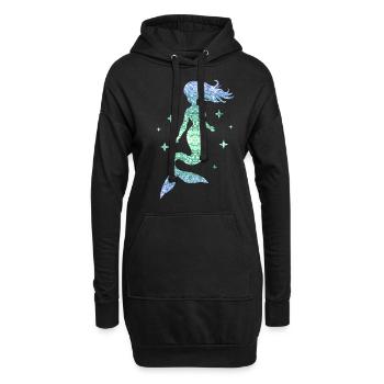 Sirène Femmes Fille Cadeau Sirène Paillettes - Sweat-shirt à capuche long Femme - noir - Devant