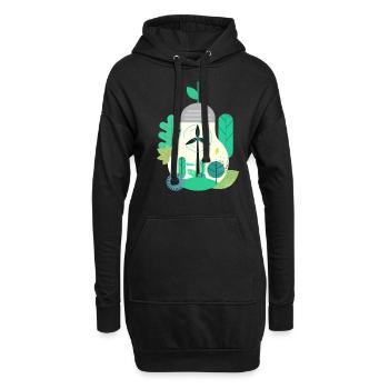 Glühbirne Windkraft Windpower - Hoodie-Kleid - Schwarz - Vorne