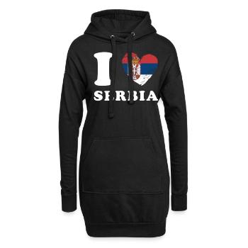 J’aime la Serbie - Sweat-shirt à capuche long Femme - noir - Devant