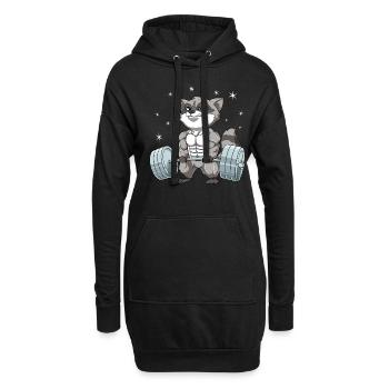 Waschbär Gewichtheben Fitness-Studio - Hoodie-Kleid - Schwarz - Vorne