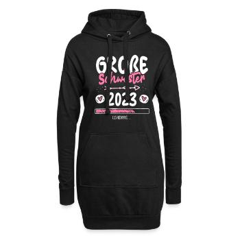 Große Schwester 2023 Loading Herz - Hoodie-Kleid - Schwarz - Vorne