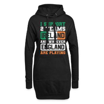 Irland, England, Rugby - Hoodie-Kleid - Schwarz - Vorne