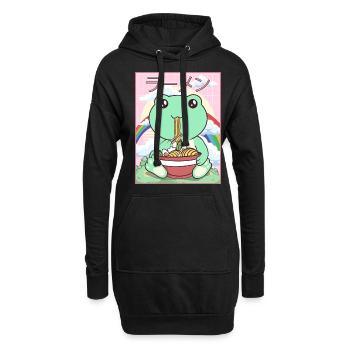 Cottagecore Esthétique Kawaii Frog Ramen Gesche - Sweat-shirt à capuche long Femme - noir - Devant