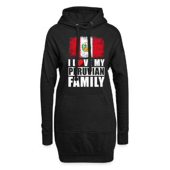 La famille du Pérou aime dire - Sweat-shirt à capuche long Femme - noir - Devant