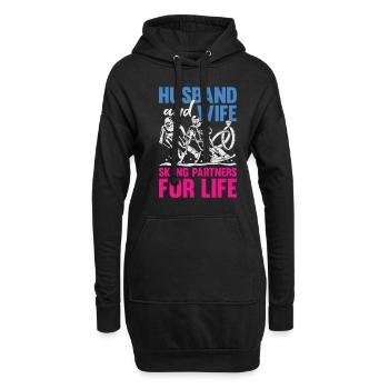 Ski Skifahrer Ehe Ehepaar Mann Frau Geschenk - Hoodie-Kleid - Schwarz - Vorne