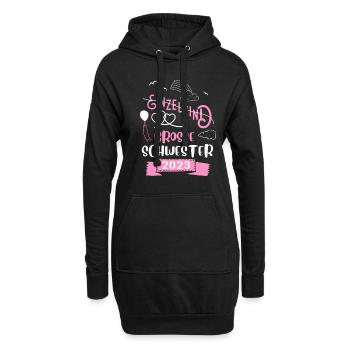 Einzelkind Große Schwester 2023 - Hoodie-Kleid - Schwarz - Vorne