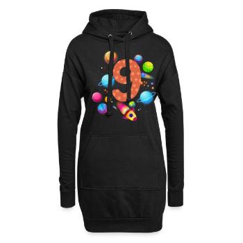 9. Geburtstag Jungen 9 Jahre Planeten Geburtstag - Hoodie-Kleid - Schwarz - Vorne
