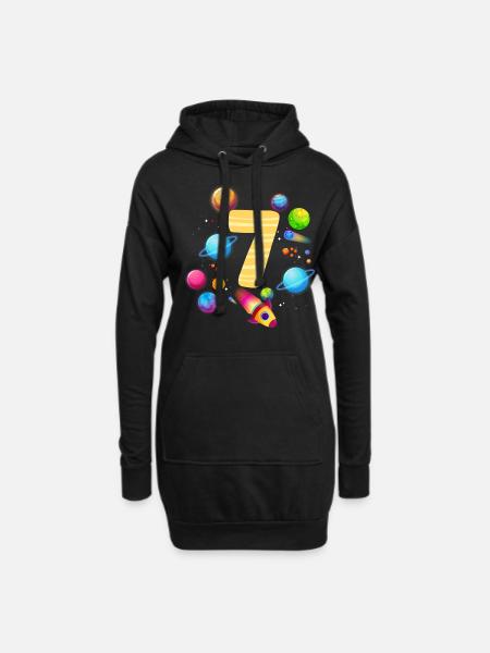 7. Geburtstag Jungen 7 Jahre Planeten Geburtstag - Hoodie-Kleid - Schwarz