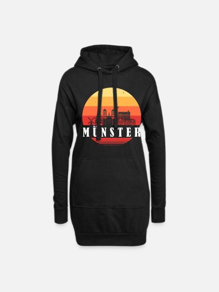 Münster Retro Skyline - Hoodie-Kleid - Schwarz