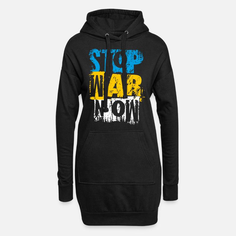 Stop War Now - Hoodie-Kleid - Schwarz