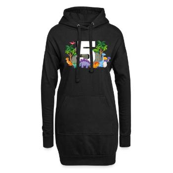 5ème anniversaire 5 ans Dino Dinosaur Fan - Sweat-shirt à capuche long Femme - noir - Devant