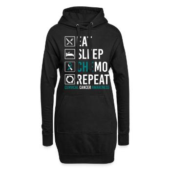 Gebärmutterhalskrebs Essen Schlafen Chemo Wiederho - Hoodie-Kleid - Schwarz - Vorne