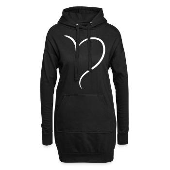 Amour à demi-cœur blanc - Sweat-shirt à capuche long Femme - noir - Devant