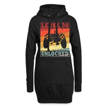 30. Geburtstag Gaming Motiv Level 30 unlocked - Hoodie-Kleid - Schwarz - Vorne