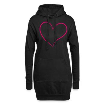 Pinkes Herz - Hoodie-Kleid - Schwarz - Vorne