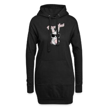 Das Coole Böse Hasi mit Sonnenbrille Böser - Hoodie-Kleid - Schwarz - Vorne