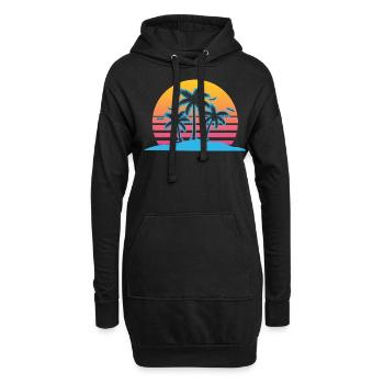 Palm Tree Vaporwave Aesthetic Retro - Hoodie-Kleid - Schwarz - Vorne