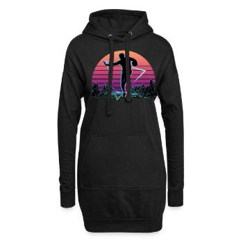 Joueur de rugby Vaporwave Esthétique Rétro - Sweat-shirt à capuche long Femme - noir - Devant