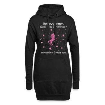 Betreuerin Pflegefachkraft Einhorn - Hoodie-Kleid - Schwarz - Vorne