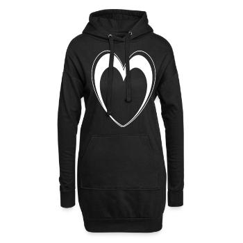 Cœur Blanc - Sweat-shirt à capuche long Femme - noir - Devant