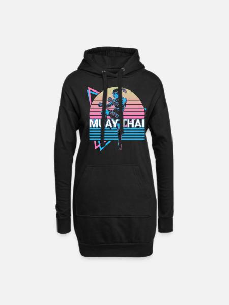 Muay Thai Retro Geschenk - Hoodie-Kleid - Schwarz