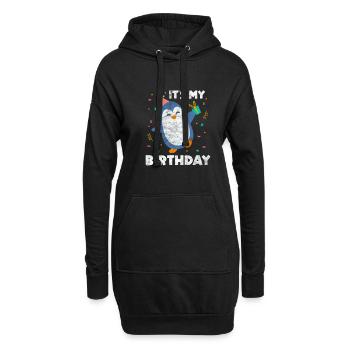 Pinguin Geburtstag - Hoodie-Kleid - Schwarz - Vorne