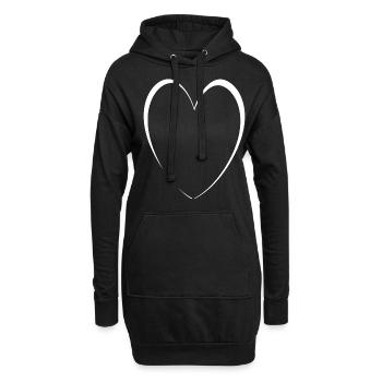 Cœur Blanc Simple - Sweat-shirt à capuche long Femme - noir - Devant