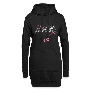 Die mit dem Kooikerhondje geht - Hoodie-Kleid - Schwarz - Vorne