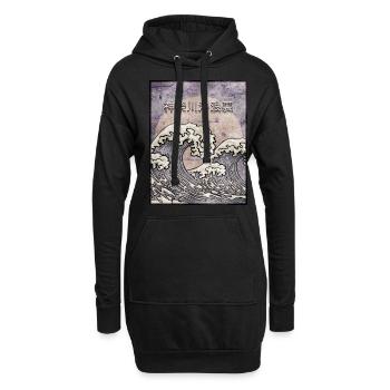 Kanagawa Wave Cadeau Vintage Esthétique Japonaise - Sweat-shirt à capuche long Femme - noir - Devant