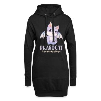 Kawaii Cat Dragocat Je suis en fait un dragon - Sweat-shirt à capuche long Femme - noir - Devant