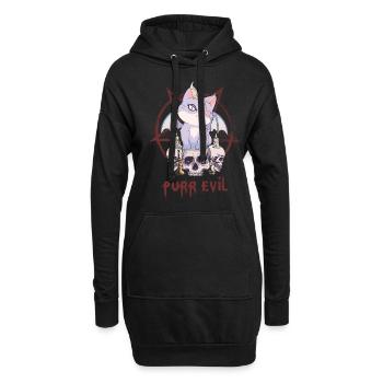 Kawaii Cat Skull Pentagram Ronronnant mal ok - Sweat-shirt à capuche long Femme - noir - Devant