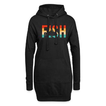 Fisch fish - Hoodie-Kleid - Schwarz - Vorne
