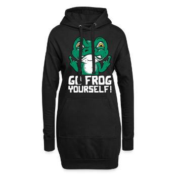 Drôle de grenouille Go Frog vous-même! - Sweat-shirt à capuche long Femme - noir - Devant